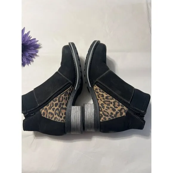 Dromedaris Black &amp; Leopard Ankle Boots Size 39
