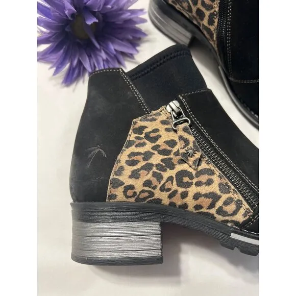 Dromedaris Black &amp; Leopard Ankle Boots Size 39