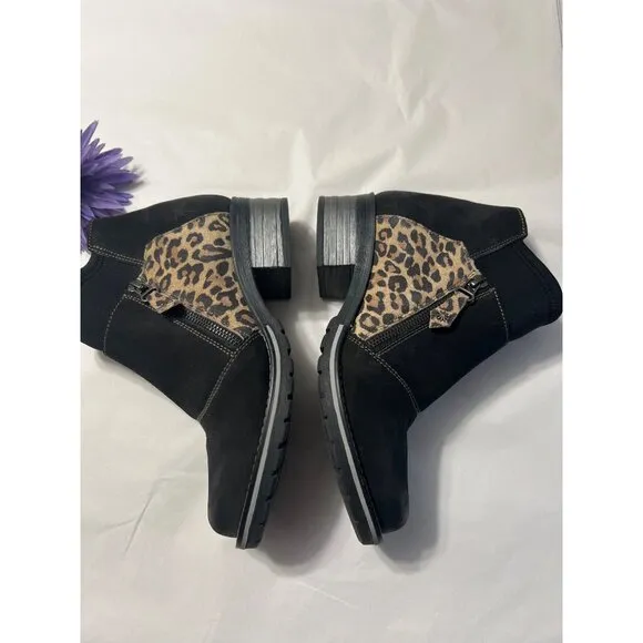 Dromedaris Black &amp; Leopard Ankle Boots Size 39