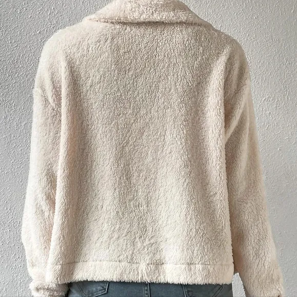 Drop Shoulder Flap Detail Teddy Jacket