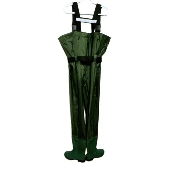 DRYCODE 2 ply nylon green waterproof waders with cleated boots men's size 12 NEW