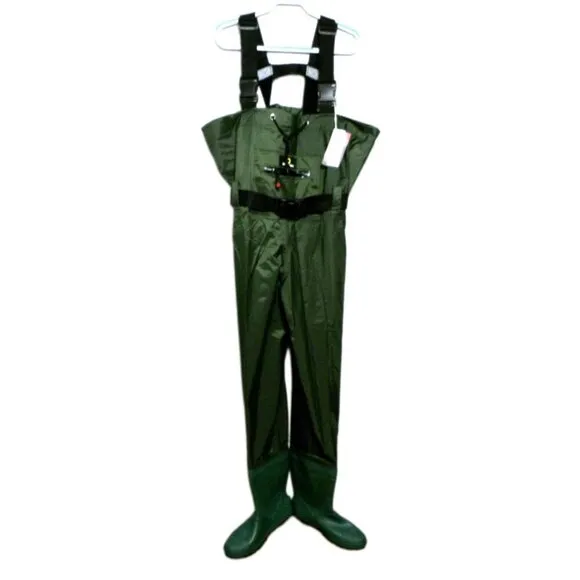 DRYCODE 2 ply nylon green waterproof waders with cleated boots men's size 12 NEW