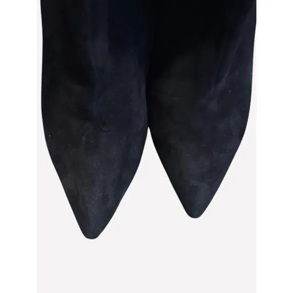 Dune London Black Suede Stiletto Knee High Boots Side Zipper Womens Type Size 40