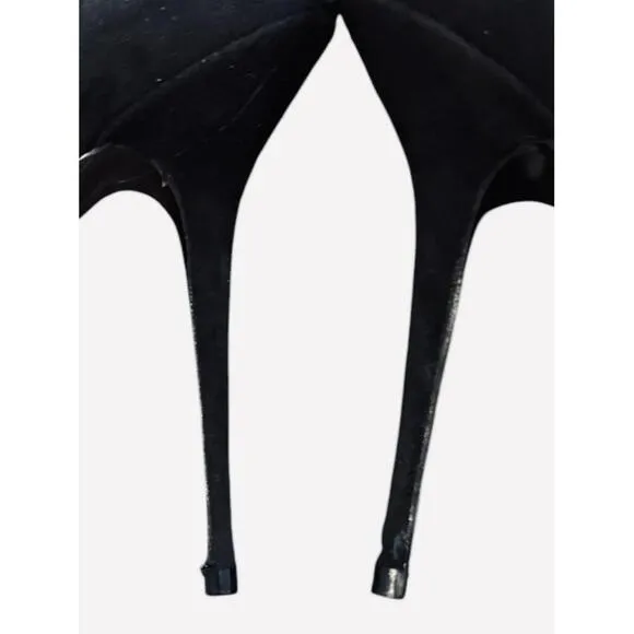 Dune London Black Suede Stiletto Knee High Boots Side Zipper Womens Type Size 40