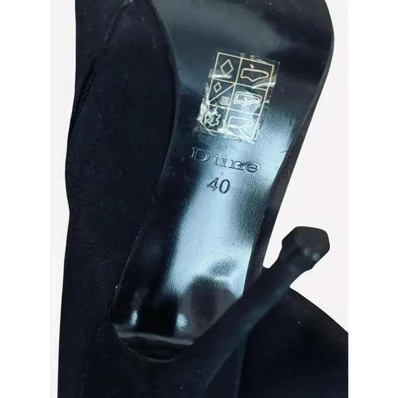 Dune London Black Suede Stiletto Knee High Boots Side Zipper Womens Type Size 40