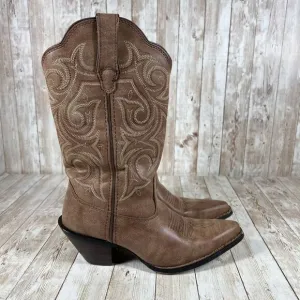 Durango Western Cowgirl‎ Boots Brown Suede Embroidered Pointed Toe Size 6