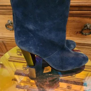 DVF DonRoyal Blue parker boot tall boots Diane Von Furstenberg 10 M suede