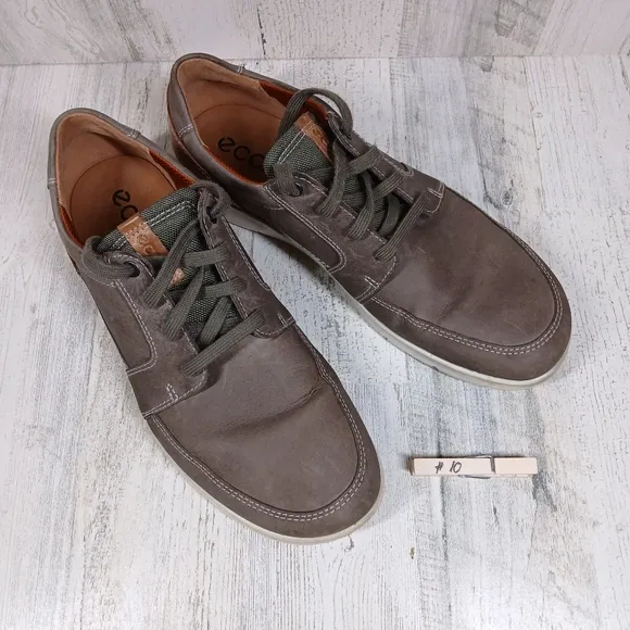 Ecco Gray Nubuck Leather Lace-Up Casual Comfort Sneakers #10