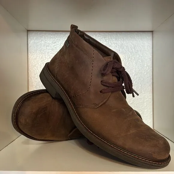Ecco Mens Gore Tex Chukka Lace Up Leather Brown Waterproof Comfortable Boots