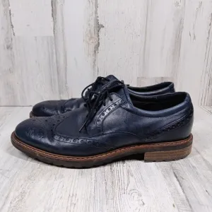 Ecco Navy Blue Leather Wingtip Oxford Dress Shoes Men’s Brogue Detail #1085