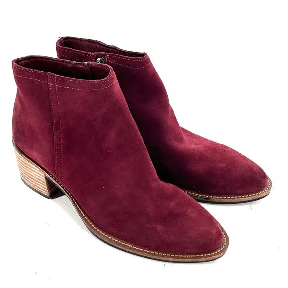 ECCO Sartorelle Shape 35 Ankle Boots 39  8.5 Red NWT Suede Booties Academia