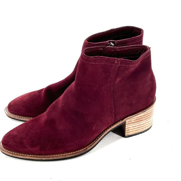 ECCO Sartorelle Shape 35 Ankle Boots 39  8.5 Red NWT Suede Booties Academia