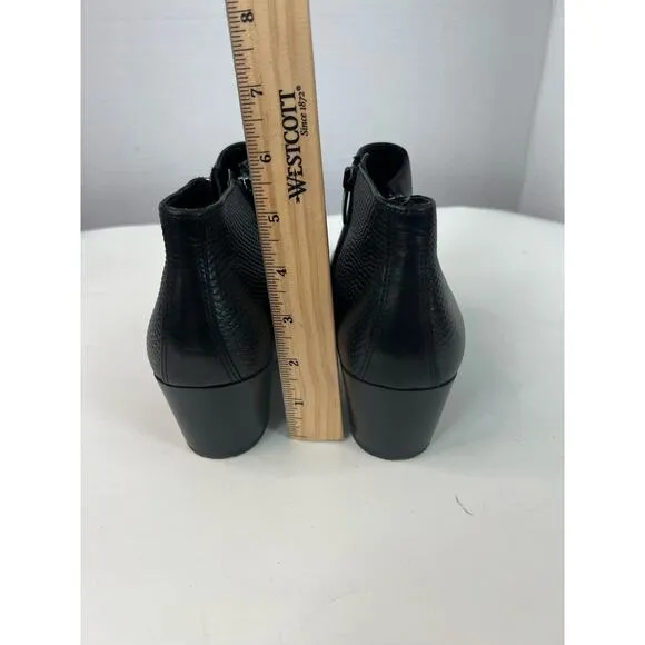 ECCO Touch 35 Women’s Black Leather 2 Side Zip Up Block Heel Ankle Boots Sz 10