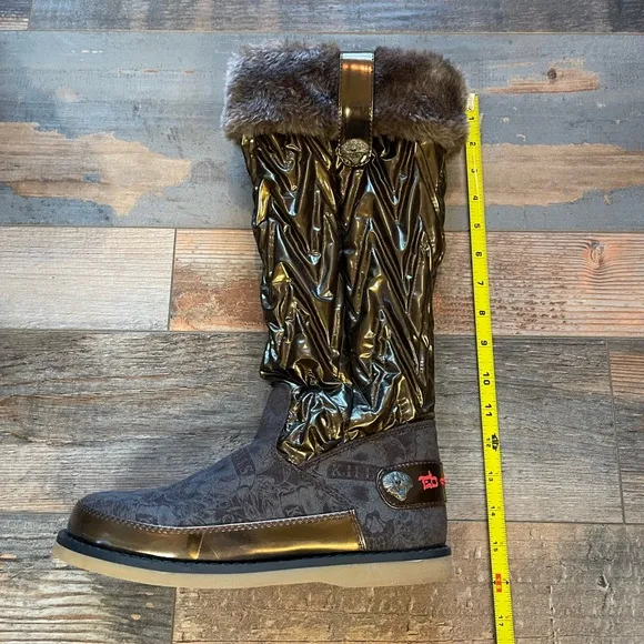 Ed Hardy Brown/Bronze Faux Fur Oslo Boot 8