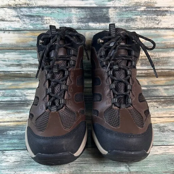 EDDIE BAUER Mens Waterproof Hiking Boots Size 10M Graham Brown Leather Lace Up