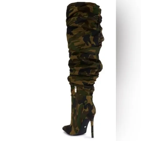 Edgy, trendy, urban camouflage slouchy, knee high boots. Strut your stuf…