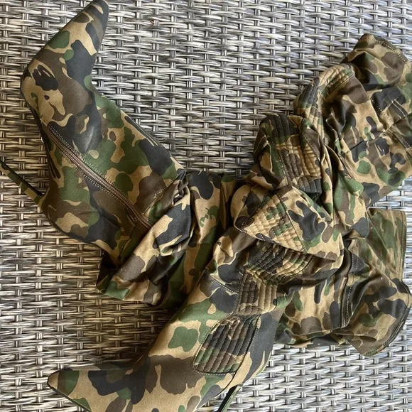 Edgy, trendy, urban camouflage slouchy, knee high boots. Strut your stuf…