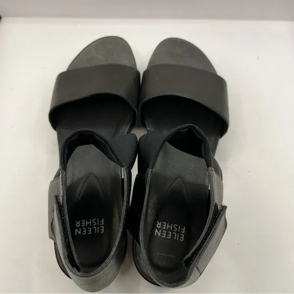 Eileen Fisher spree sport ankle strap sandals women’s size 7.5 black F8