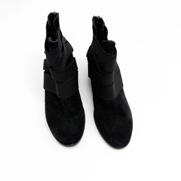 Eileen Fisher Willis Black Suede Strappy Booties, Size 7.5