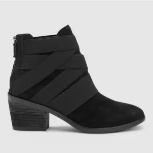 Eileen Fisher Willis Black Suede Strappy Booties, Size 7.5