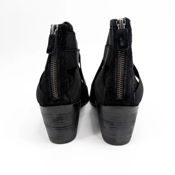 Eileen Fisher Willis Black Suede Strappy Booties, Size 7.5
