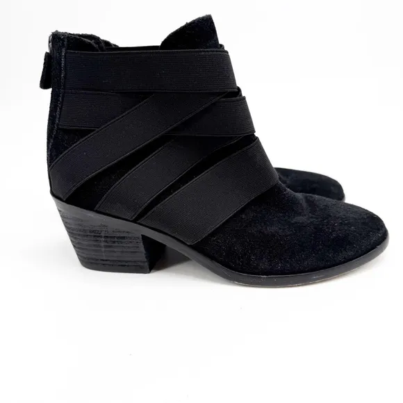 Eileen Fisher Willis Black Suede Strappy Booties, Size 7.5