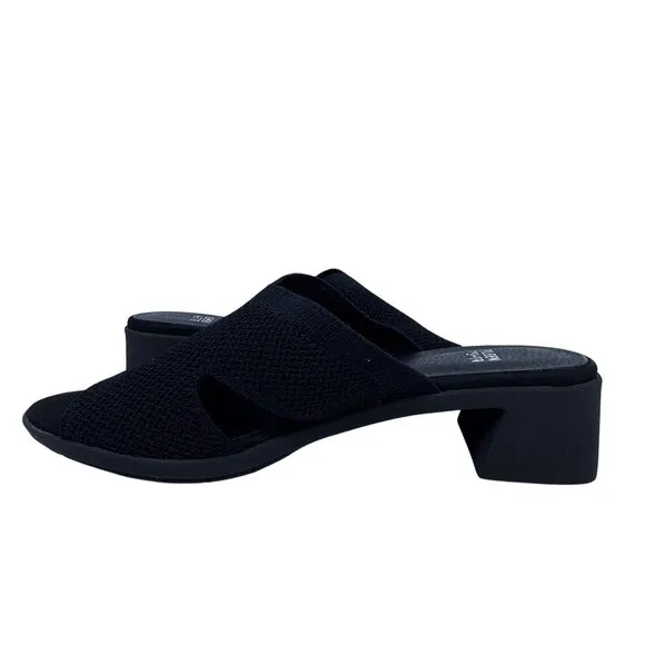Eileen Fisher Womens Naja Stretch Knit Block Heel Slide Sandals 8.5 M Black