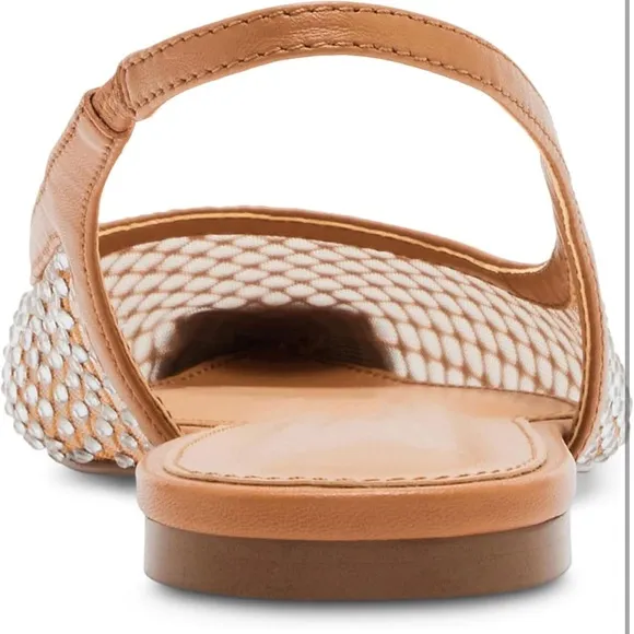 Elegant Tan and Silver Women's Slingback Flats