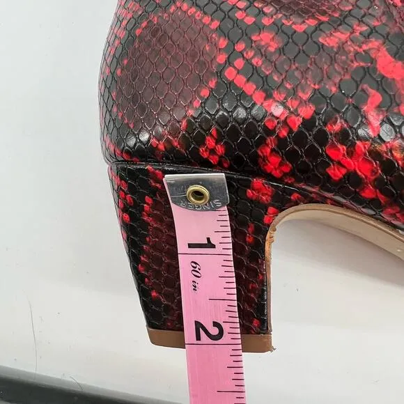 Eloquii Domenique red snakeskin knee high faux leather zip up boots size 8 wide
