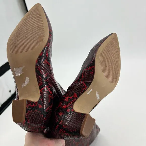 Eloquii Domenique red snakeskin knee high faux leather zip up boots size 8 wide
