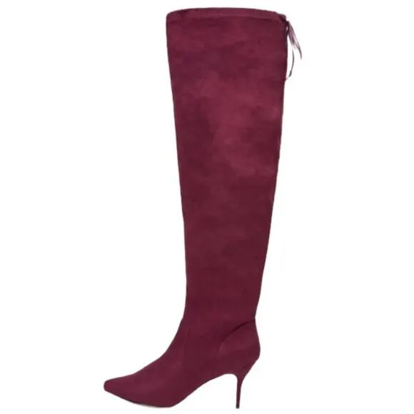 Eloquii Over the Knee Boots Burgandy Faux Suede Sz 7W