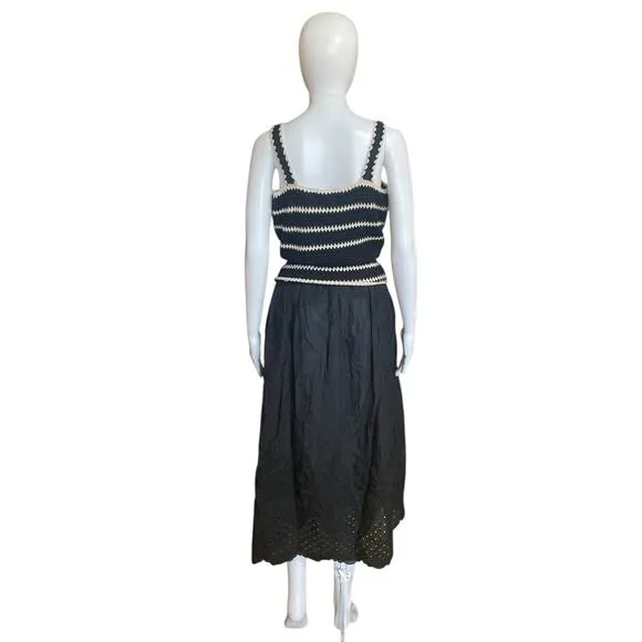 En Saison Black Natural Lucia Dress Sleeveless Crochet Beach Size Large