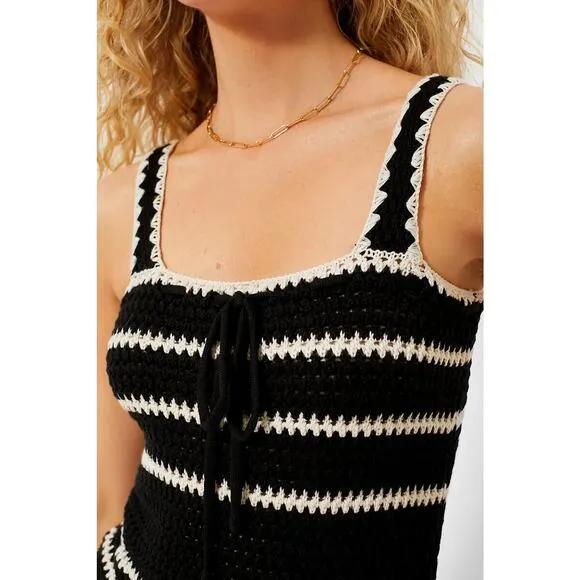 En Saison Black Natural Lucia Dress Sleeveless Crochet Beach Size Large