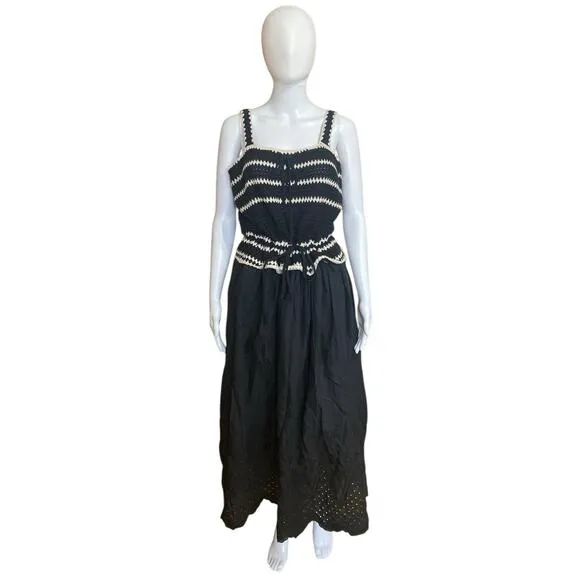En Saison Black Natural Lucia Dress Sleeveless Crochet Beach Size Large