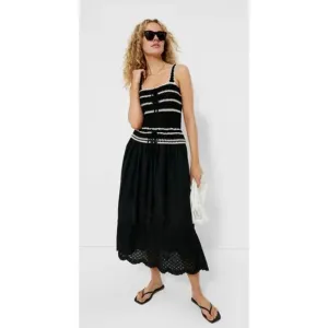 En Saison Black Natural Lucia Dress Sleeveless Crochet Beach Size Large