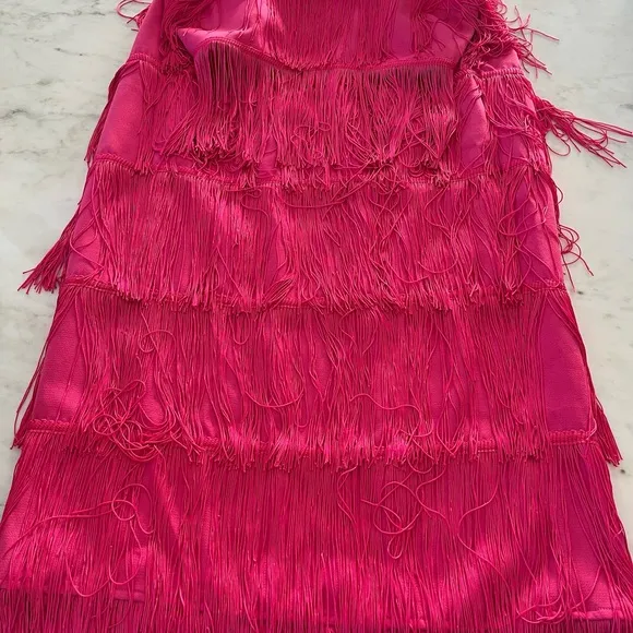 Endless Rose 2-Piece FUSCHIA FRINGE TIERED MAXI SKIRT AND BANDEAU TOP size L