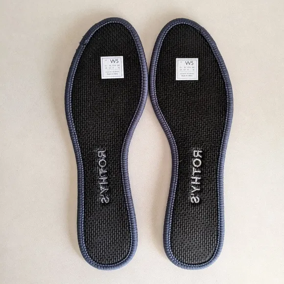 EUC Rothy's The Flat Navy Blue 001-294 Size 5 Round Toe Knit Slip On Shoe Office