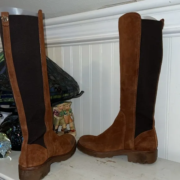 EUC Tory Burch brown suede leather boots conceria