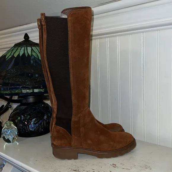 EUC Tory Burch brown suede leather boots conceria