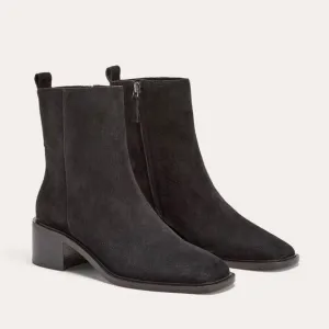 Everlane The City Boot in Black Suede Square Toe Size 7.5 New