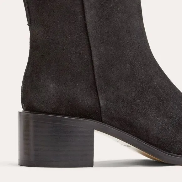Everlane The City Boot in Black Suede Square Toe Size 7.5 New