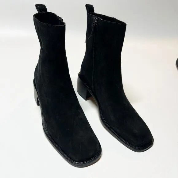 Everlane The City Boot in Black Suede Square Toe Size 7.5 New