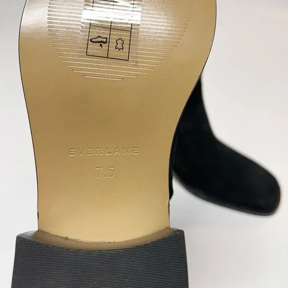Everlane The City Boot in Black Suede Square Toe Size 7.5 New