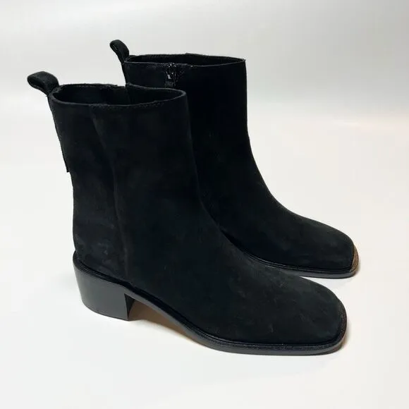 Everlane The City Boot in Black Suede Square Toe Size 7.5 New