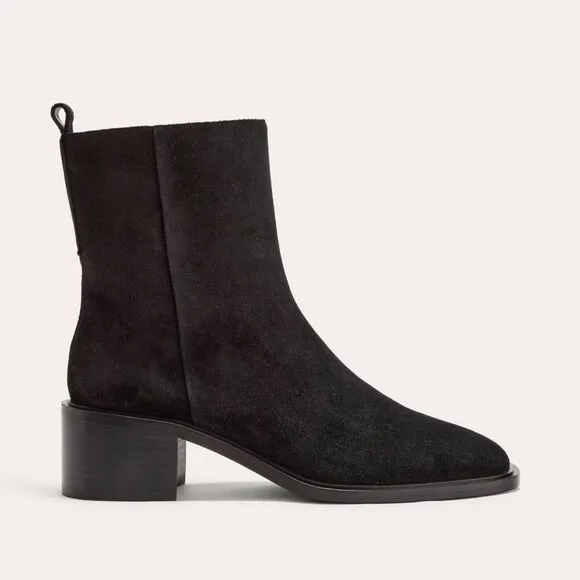 Everlane The City Boot in Black Suede Square Toe Size 7.5 New