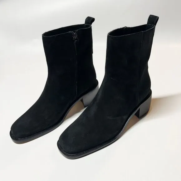 Everlane The City Boot in Black Suede Square Toe Size 7.5 New