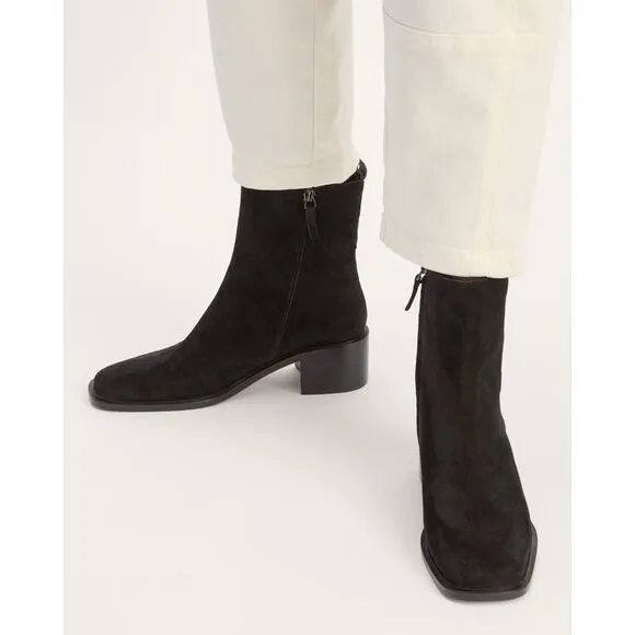 Everlane The City Boot in Black Suede Square Toe Size 7.5 New