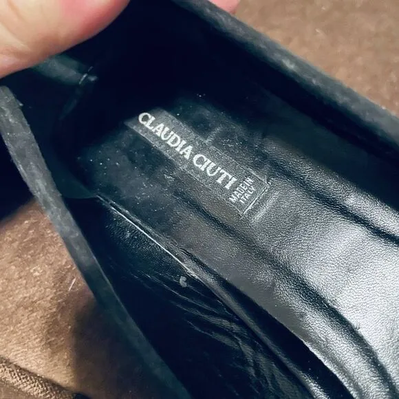 Excellent Claudia Ciutti Womens Horse Bit Loafers Driving shoes 9.5 US Blk Suede