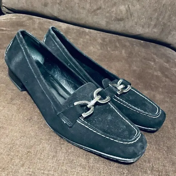 Excellent Claudia Ciutti Womens Horse Bit Loafers Driving shoes 9.5 US Blk Suede