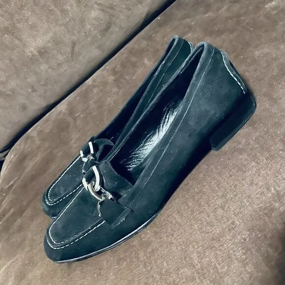 Excellent Claudia Ciutti Womens Horse Bit Loafers Driving shoes 9.5 US Blk Suede